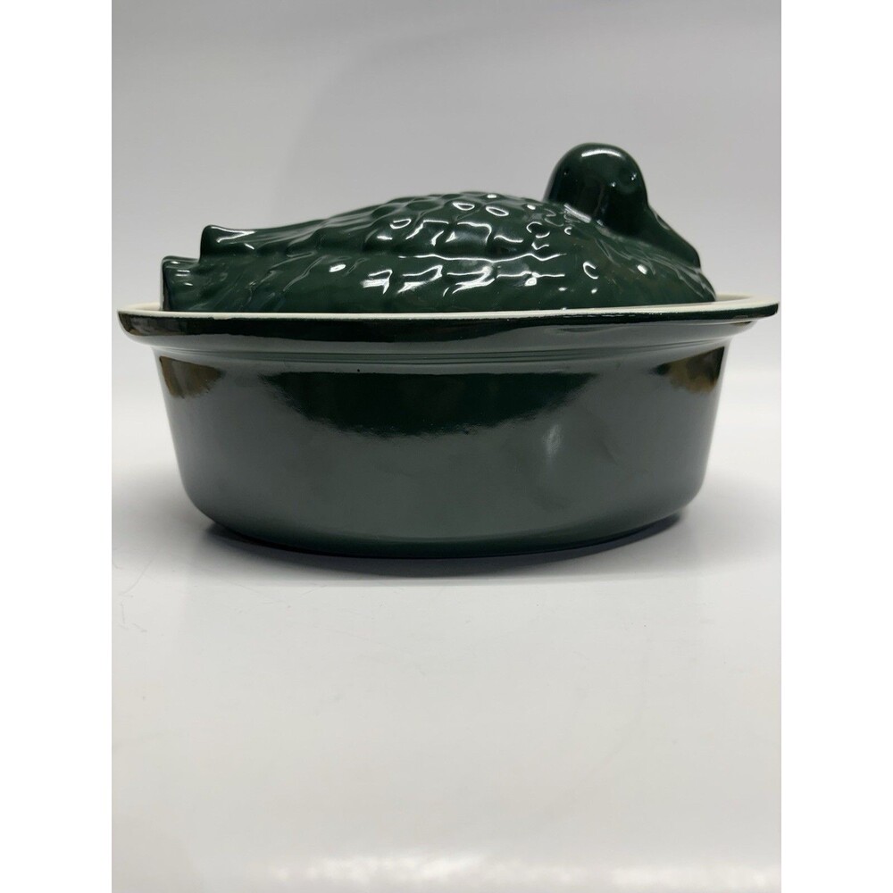 Chasseur French Duck Enameled Cast Iron Terrine Tureen Hunter Green 1.25 Qt